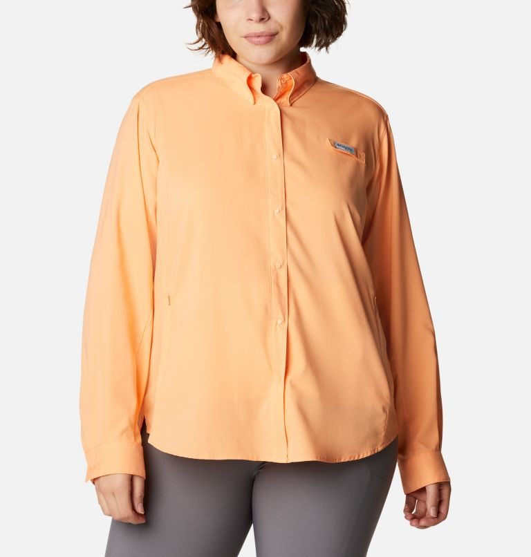 Women\'s Columbia PFG Tamiami II Long Sleeve Shirts Orange | Plus Size CA-Q0346